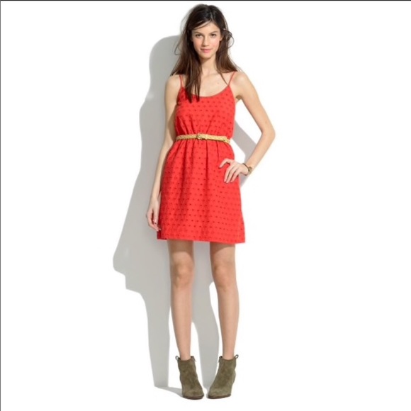 Madewell Dresses & Skirts - Madewell Eyelet Sleeveless Dress Orange Size 4